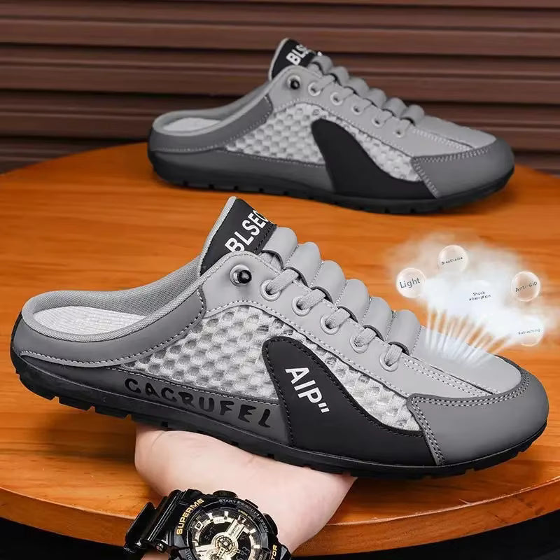 Men's Slip-On Lace-Up Casual Sports Shoes – Breathable Mesh Unisex Flat Footwear