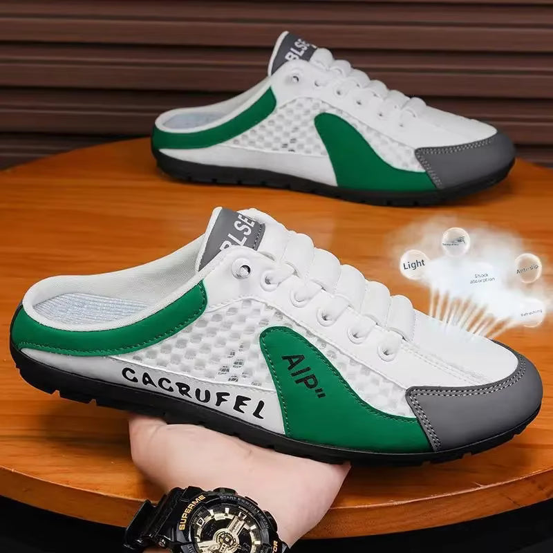 Men's Slip-On Lace-Up Casual Sports Shoes – Breathable Mesh Unisex Flat Footwear
