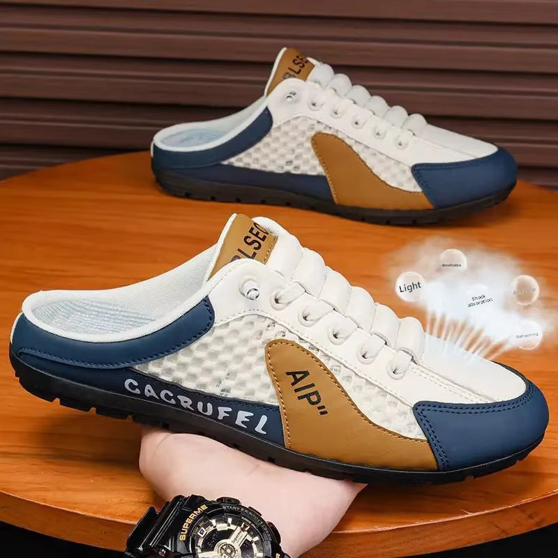 Men's Slip-On Lace-Up Casual Sports Shoes – Breathable Mesh Unisex Flat Footwear