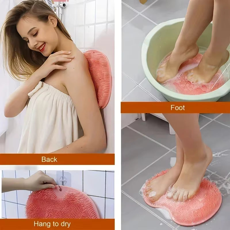 Silicone Exfoliating Foot & Body Scrubber Brush – Wall Mounted Bath Massage Mat