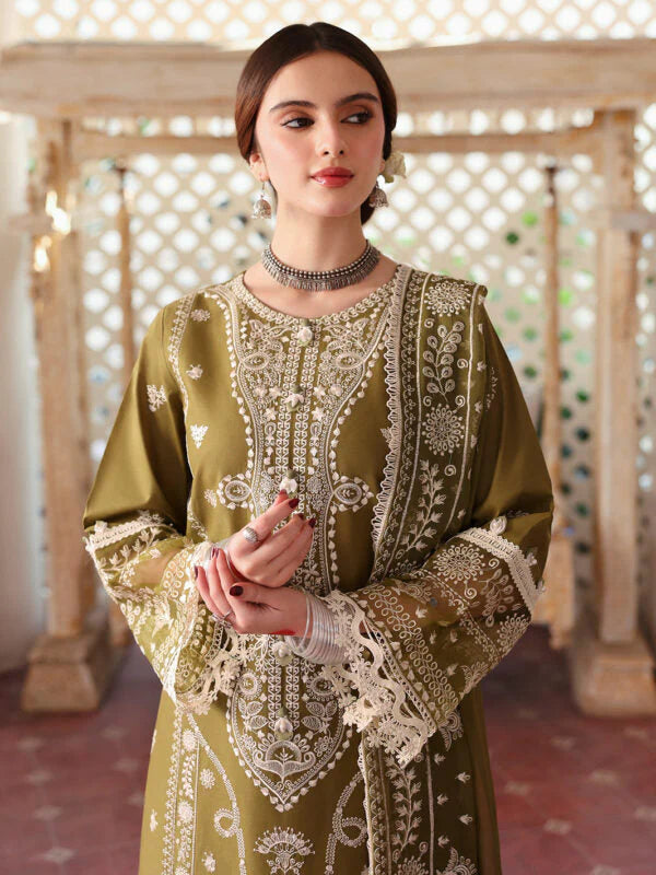 Lawn 3-Piece Embroidered Shirt with Organza Embroidered Dupatta – 5211